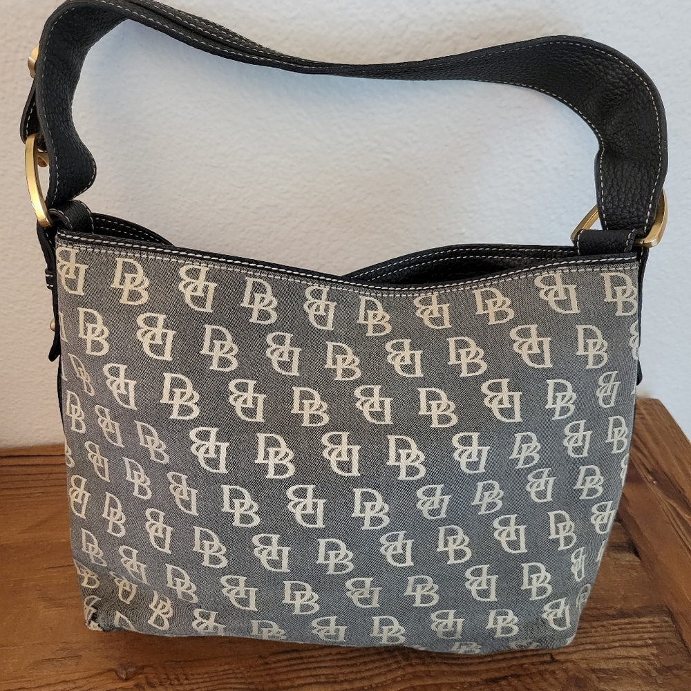 Dooney & Bourke Gray Canvas Logo Shoulder Bag Smaller size.